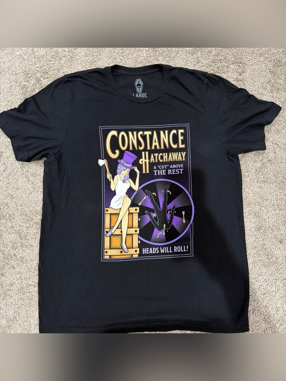Constance Hatchaway Graphic Tee - Black with Purple & Cream Print
